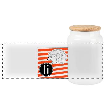 I pour Hérisson - Boîte à biscuits avec couvercle en bois - blanc - Devant