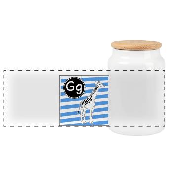 G wie Giraffe - Panorama Keksdose mit Holzdeckel - Weiß - Vorne