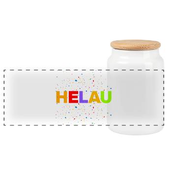 HELAU, CONFETTI EXPLOSION! - Panoramic Cookie Jar with Wooden Lid - white - Front