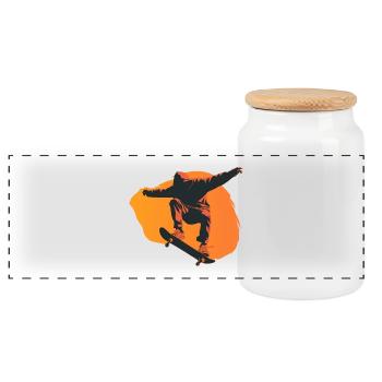 Lebensstil-Skateboarding – Freiheit und urbanes Fahren - Panorama Keksdose mit Holzdeckel - Weiß - Vorne