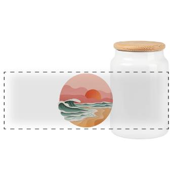 Ocean and Surfing – Passion for Waves and Freedom - Panoramic Cookie Jar with Wooden Lid - white - Front