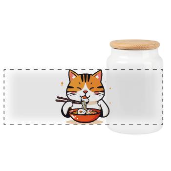 Soupe de nouilles Ramen Chaton Délice Sushi Chat - Boîte à biscuits avec couvercle en bois - blanc - Devant