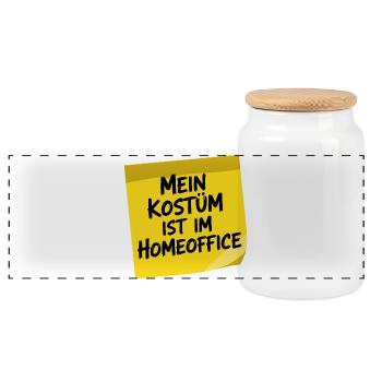 Costume is in the home office carnival carnival office - Panoramic Cookie Jar with Wooden Lid - white - Front