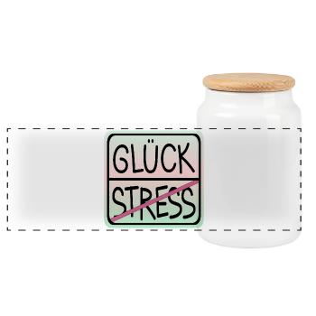 IDENTITY STRESS HAPPINESS - Panoramic Cookie Jar with Wooden Lid - white - Front