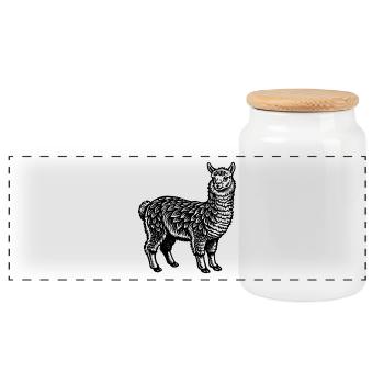 Alpaga - Boîte à biscuits avec couvercle en bois - blanc - Devant