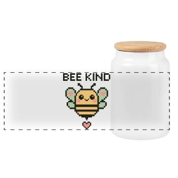 Enfant Abeille - Abeille Pixel avec des Cœurs - Boîte à biscuits avec couvercle en bois - blanc - Devant