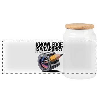 Knowledge is a weapon - Panoramic Cookie Jar with Wooden Lid - white - Front