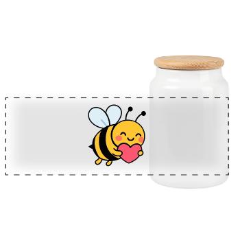 Joyeuse abeille avec le cœur - Boîte à biscuits avec couvercle en bois - blanc - Devant