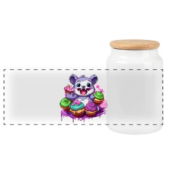 Zuckerschnute Monster Cupcake Parade - Panorama Keksdose mit Holzdeckel - Weiß - Vorne