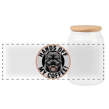 Hands Off My Coffee – Lustiges Kaffee-Shirt - Panorama Keksdose mit Holzdeckel - Weiß - Vorne