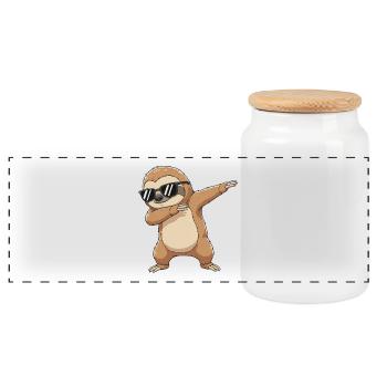 Cool Dabbing Sloth Sonnenbrillen-Cartoon-Kunst - Panorama Keksdose mit Holzdeckel - Weiß - Vorne