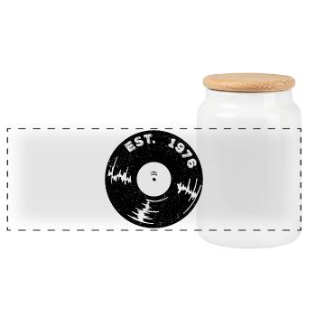 Vinyle créé en 1976 - Boîte à biscuits avec couvercle en bois - blanc - Devant