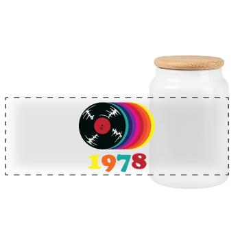 Rétro Vinyl Rainbow 1978 - Boîte à biscuits avec couvercle en bois - blanc - Devant