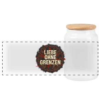Liebe Ohne Grenzen Grunge Kette - Panorama Keksdose mit Holzdeckel - Weiß - Vorne