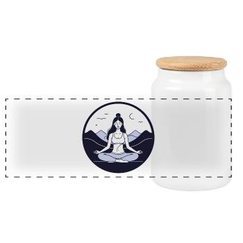 Yoga Woman Lotus Pose Nature - Panorama Keksdose mit Holzdeckel - Weiß - Vorne