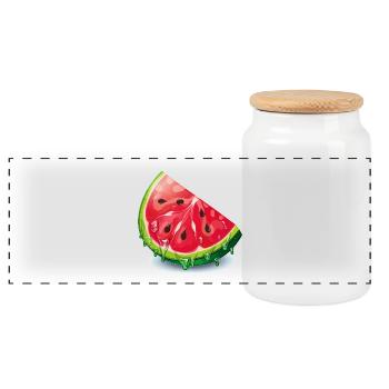 Tranche de pastèque - Boîte à biscuits avec couvercle en bois - blanc - Devant