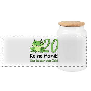 20 Geburtstag Design – Keine Panik! - Panorama Keksdose mit Holzdeckel - Weiß - Vorne