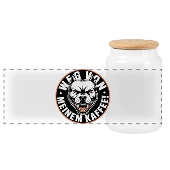Angry Dog Coffee Logo - Panoramic Cookie Jar with Wooden Lid - white - Front