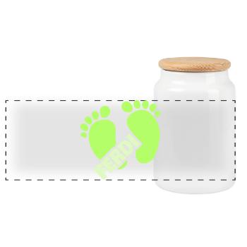Naissance de Ferdi - Boîte à biscuits avec couvercle en bois - blanc - Devant