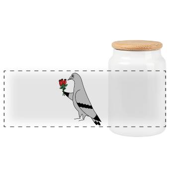 Pigeon with Roses – Illustration urbaine minimaliste - Boîte à biscuits avec couvercle en bois - blanc - Devant