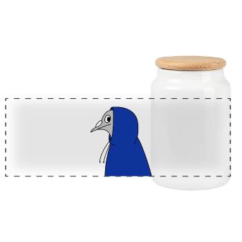 Pigeon in a Hoodie – Urban Minimal Illustration - Panorama Keksdose mit Holzdeckel - Weiß - Vorne