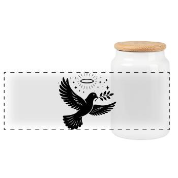 Dove Holy Christian - Panoramic Cookie Jar with Wooden Lid - white - Front