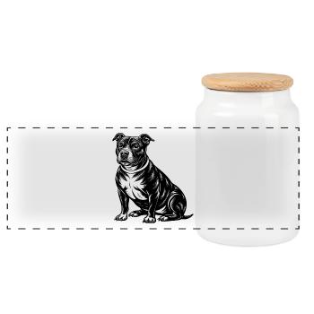 American Pitbull - Panoramic Cookie Jar with Wooden Lid - white - Front