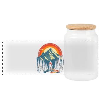Epic Hiking Adventure – Mountain & Trail T-Shirt - Panorama Keksdose mit Holzdeckel - Weiß - Vorne