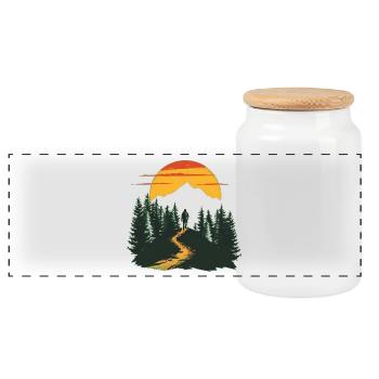 Wanderlust Explorer – Chemise de randonnée en plein air - Boîte à biscuits avec couvercle en bois - blanc - Devant