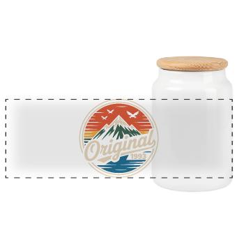 Original 1993 vintage retro 1993 birthday - Panoramic Cookie Jar with Wooden Lid - white - Front