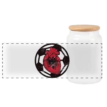 Albania Football - Panoramic Cookie Jar with Wooden Lid - white - Front