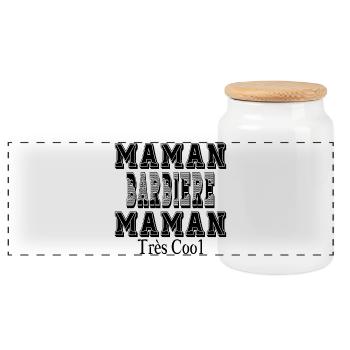 Maman Barbière Maman Très Cool - Boîte à biscuits avec couvercle en bois - blanc - Devant