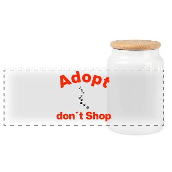 ADOPT, DON'T BUY, PAW WAY! STATEMENT - Panoramic Cookie Jar with Wooden Lid - white - Front