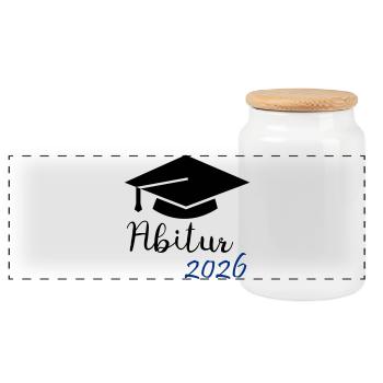 Abitur 2026 - Boîte à biscuits avec couvercle en bois - blanc - Devant