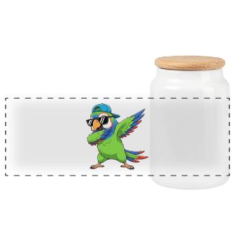 Cool Dabbing Parrot Sonnenbrille Cartoon-Kunst - Panorama Keksdose mit Holzdeckel - Weiß - Vorne