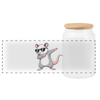 Dessin animé de lunettes de soleil d’opossum à tapoter cool - Boîte à biscuits avec couvercle en bois - blanc - Devant