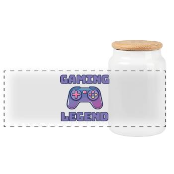 Gift idea for console video game players - Panoramic Cookie Jar with Wooden Lid - white - Front