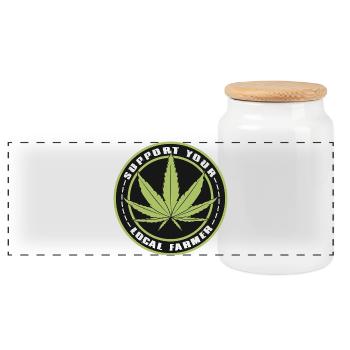 Soutenez votre agriculteur local - Cannabis Hemp Outfit - Boîte à biscuits avec couvercle en bois - blanc - Devant