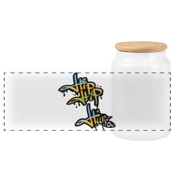 Hip Hip Hooray - Panoramic Cookie Jar with Wooden Lid - white - Front