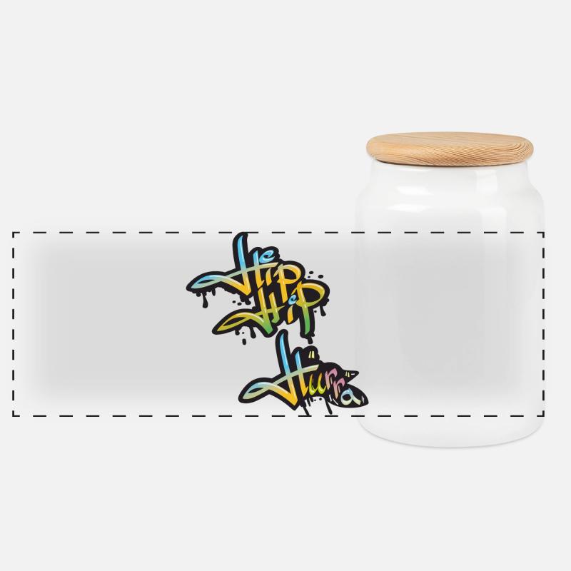 Hip Hip Hurra  - Panorama Keksdose mit Holzdeckel - Weiß