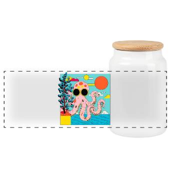 Pieuvre rose dans le style pop art estival - Boîte à biscuits avec couvercle en bois - blanc - Devant
