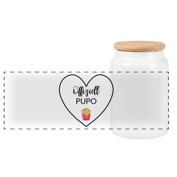 Pupo officiel – En route vers notre miracle - Boîte à biscuits avec couvercle en bois - blanc - Devant