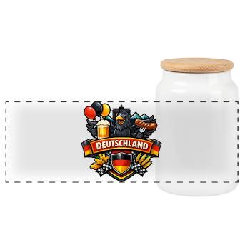 Bandeau animé allemand Bisouille saucisse - Boîte à biscuits avec couvercle en bois - blanc - Devant