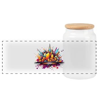 Explosion de silhouette urbaine colorée - Boîte à biscuits avec couvercle en bois - blanc - Devant
