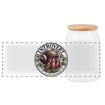Introvert Snail Badge - Panoramic Cookie Jar with Wooden Lid - white - Front