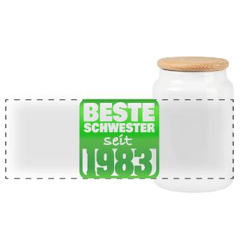 Sister 1983 - Panoramic Cookie Jar with Wooden Lid - white - Front