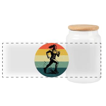 Compact running design for racing - Panoramic Cookie Jar with Wooden Lid - white - Front