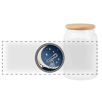 Astronomie und Faszination für das unendliche Universum - Panorama Keksdose mit Holzdeckel - Weiß - Vorne