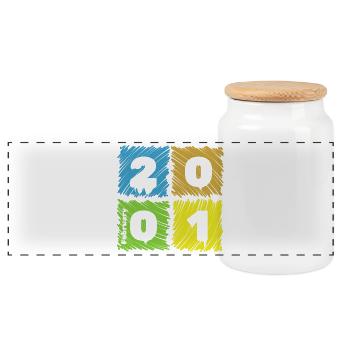 25. Geburtstag Farbige Patches since 02/2001 - Panoramic Cookie Jar with Wooden Lid - white - Front