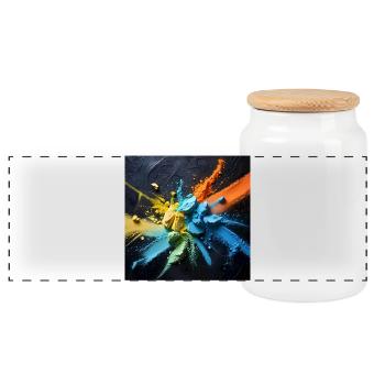 Rainbow dust explosion - Panoramic Cookie Jar with Wooden Lid - white - Front